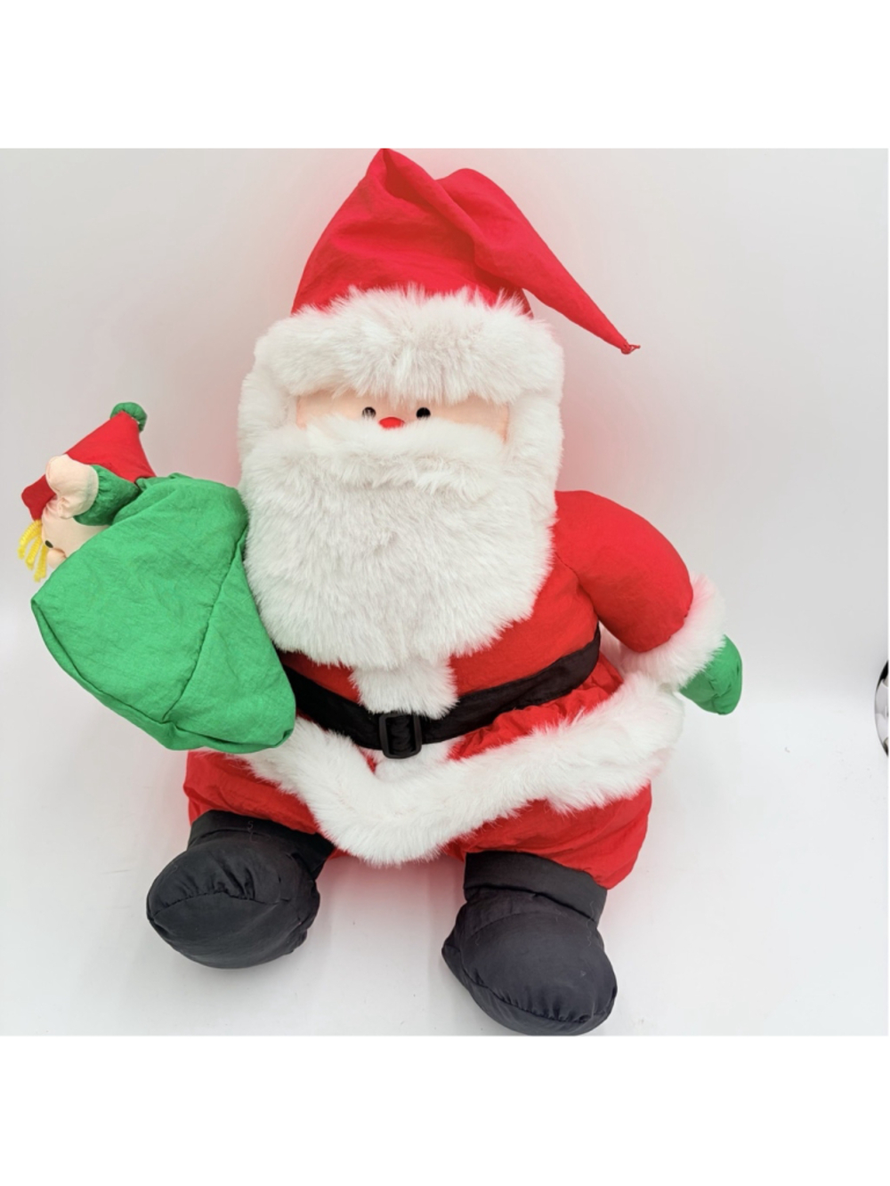 Stuffins 1990 Santa Claus Plush Doll Elf Sack Christmas Tags 92993